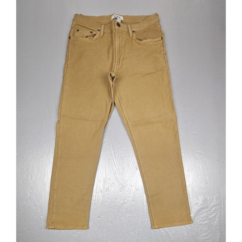 Rowm Twill Pants Mens 32x30 Camel Khaki Slim‎ Straight 5 Pocket Casual Chino